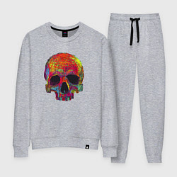 Костюм хлопковый женский Cool color skull, цвет: меланж