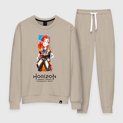 Костюм хлопковый женский Элой арт Horizon Forbidden West, цвет: миндальный