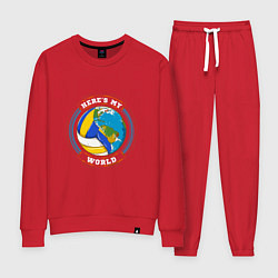 Костюм хлопковый женский World - Volleyball, цвет: красный