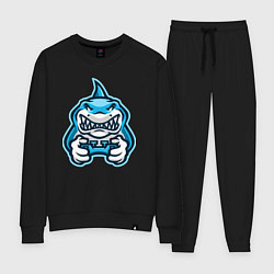 Костюм хлопковый женский Shark player, цвет: черный