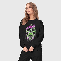 Костюм хлопковый женский Skull & Butterfly Neon, цвет: черный — фото 2