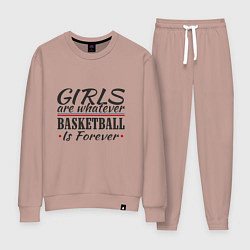 Костюм хлопковый женский Girls & Basketball, цвет: пыльно-розовый