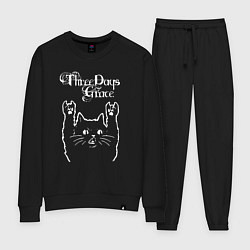 Костюм хлопковый женский Three Days Grace Рок кот, цвет: черный