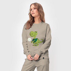 Костюм хлопковый женский Volleyball Dinosaur, цвет: миндальный — фото 2