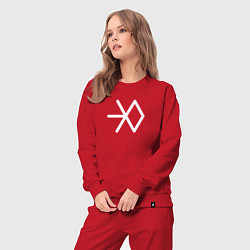 Костюм хлопковый женский Логотип exo, цвет: красный — фото 2