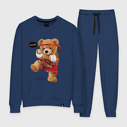 Костюм хлопковый женский МИШКА ТАЙСКИЙ БОКС THAI BOXING MUAY THAI, цвет: тёмно-синий