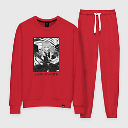 Костюм хлопковый женский Римуру ЧБ, цвет: красный