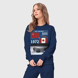 Костюм хлопковый женский Хоккей cуперсерия 1972, цвет: тёмно-синий — фото 2