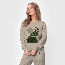 Костюм хлопковый женский Листья и Геометрия, цвет: миндальный — фото 2