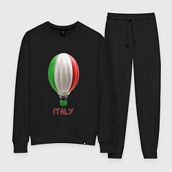 Костюм хлопковый женский 3d aerostat Italy flag, цвет: черный