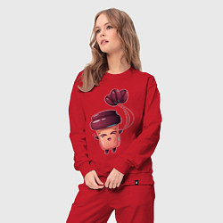 Костюм хлопковый женский Стаканчик с кофе и шариками, цвет: красный — фото 2