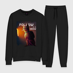 Костюм хлопковый женский STRAY FOLLOW MEOW, цвет: черный