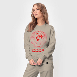 Костюм хлопковый женский Герб СССР: Советский союз, цвет: миндальный — фото 2