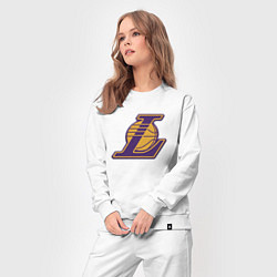 Костюм хлопковый женский ЛА Лейкерс объемное лого, цвет: белый — фото 2
