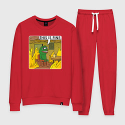 Костюм хлопковый женский Пепе Лягушонок в беде, цвет: красный