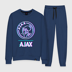 Костюм хлопковый женский Ajax FC в стиле glitch, цвет: тёмно-синий