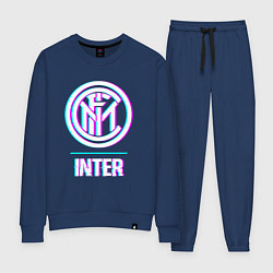 Костюм хлопковый женский Inter FC в стиле glitch, цвет: тёмно-синий