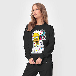 Костюм хлопковый женский Гомер Симпсон в звёздном балахоне и в наушниках, цвет: черный — фото 2