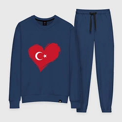 Костюм хлопковый женский Сердце - Турция, цвет: тёмно-синий