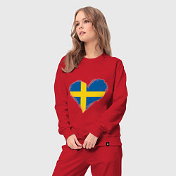 Костюм хлопковый женский Сердце - Швеция, цвет: красный — фото 2