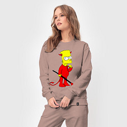 Костюм хлопковый женский Bart Simpson - devil, цвет: пыльно-розовый — фото 2