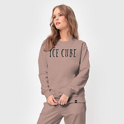 Костюм хлопковый женский Ice Cube - logo, цвет: пыльно-розовый — фото 2