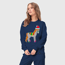 Костюм хлопковый женский Праздничная лошадкa, цвет: тёмно-синий — фото 2