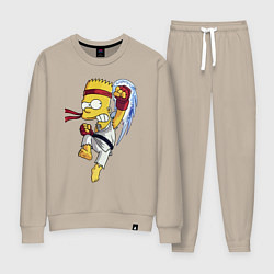 Костюм хлопковый женский Боец Барт Симпсон - чёрный пояс, цвет: миндальный