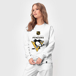 Костюм хлопковый женский Питтсбург Пингвинз НХЛ логотип, цвет: белый — фото 2