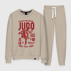 Костюм хлопковый женский Дзюдо единоборства, цвет: миндальный
