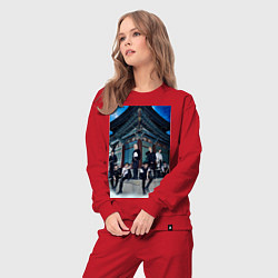 Костюм хлопковый женский Stray Kids Thunderous, цвет: красный — фото 2