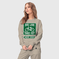 Костюм хлопковый женский Велосипедная дорожка - подвинься, цвет: миндальный — фото 2