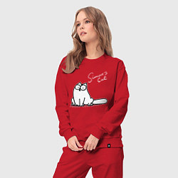 Костюм хлопковый женский Saimons Cat, цвет: красный — фото 2