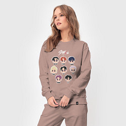 Костюм хлопковый женский Stray Kids Chibi, цвет: пыльно-розовый — фото 2