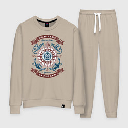 Костюм хлопковый женский Морской исследователь, цвет: миндальный