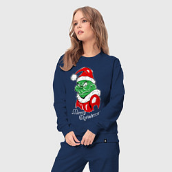 Костюм хлопковый женский Merry Christmas, Santa Claus Grinch, цвет: тёмно-синий — фото 2