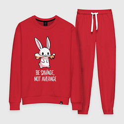 Костюм хлопковый женский Be savage, not average, цвет: красный