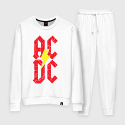 Костюм хлопковый женский AC DC logo, цвет: белый