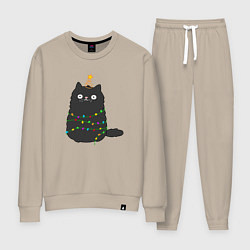 Костюм хлопковый женский Котик притворился ёлочкой, цвет: миндальный