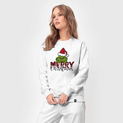 Костюм хлопковый женский Гринч Merry Christmas, цвет: белый — фото 2