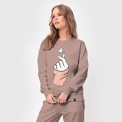 Костюм хлопковый женский Hand click, цвет: пыльно-розовый — фото 2