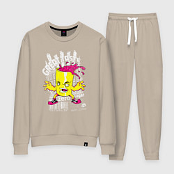 Костюм хлопковый женский Стакан с напитком, цвет: миндальный