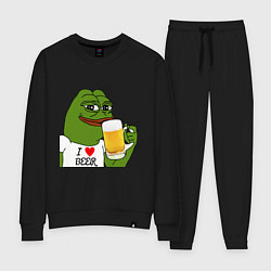 Костюм хлопковый женский Drink Pepe, цвет: черный