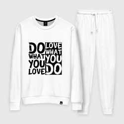 Костюм хлопковый женский Do what you love love what you do, цвет: белый