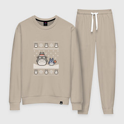 Костюм хлопковый женский Новогодние тоторики - ugly sweater, цвет: миндальный
