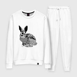 Костюм хлопковый женский Rabbit in patterns, цвет: белый