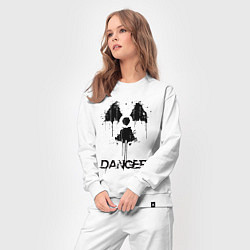 Костюм хлопковый женский Danger radiation symbol, цвет: белый — фото 2