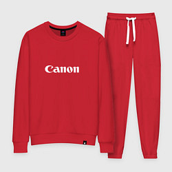 Костюм хлопковый женский Canon - белый логотип, цвет: красный