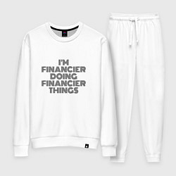 Костюм хлопковый женский Im doing financier things, цвет: белый