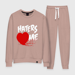 Костюм хлопковый женский Haters love me, цвет: пыльно-розовый